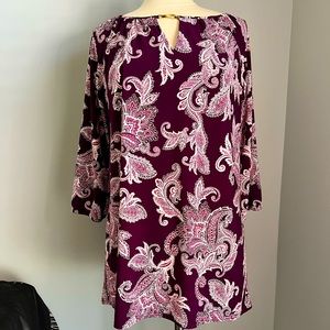 Roz & Ali Small Purple Paisley Tunic Top w/ Raglan Sleeves